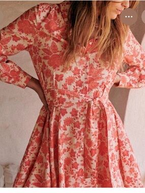Sezane Sol Dress Coral Flowers - Size 4